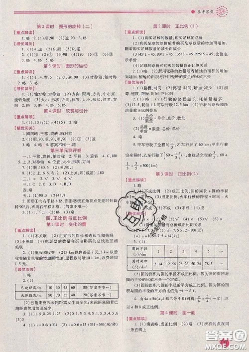 陕西师范大学出版社2020春绩优学案六年级数学下册人教版答案 陕西师范大学出版社2020春绩优学案六年级数学下册人教版答案