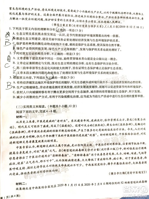 合肥一中2020届高三最后一卷语文试题及答案 合肥一中2020届高三最后一卷语文试题及答案
