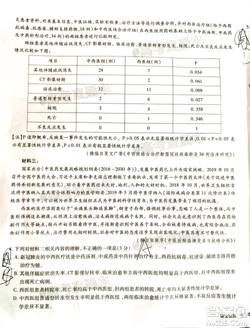 合肥一中2020届高三最后一卷语文试题及答案