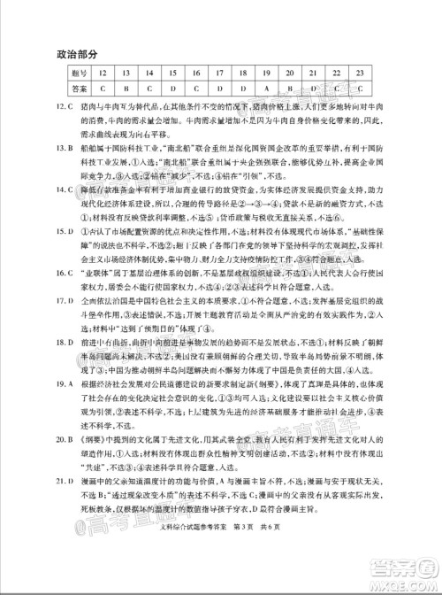 合肥一中2020届高三最后一卷文科综合试题及答案