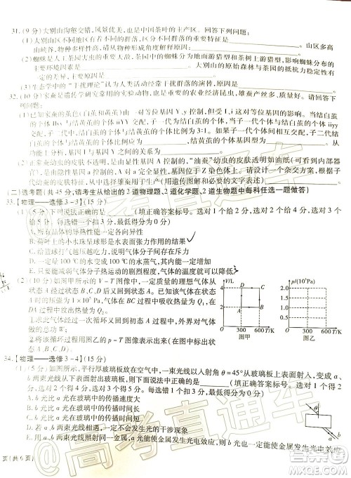 合肥一中2020届高三最后一卷理科综合试题及答案