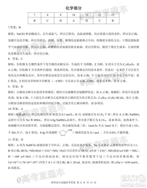 合肥一中2020届高三最后一卷理科综合试题及答案 合肥一中2020届高三最后一卷理科综合试题及答案