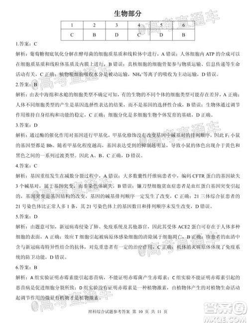 合肥一中2020届高三最后一卷理科综合试题及答案 合肥一中2020届高三最后一卷理科综合试题及答案