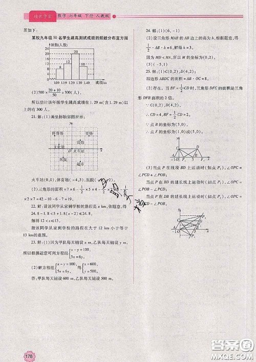 陕西师范大学出版社2020春绩优学案七年级数学下册人教版答案