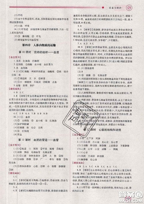 陕西师范大学出版社2020春绩优学案七年级生物下册人教版答案 陕西师范大学出版社2020春绩优学案七年级生物下册人教版答案