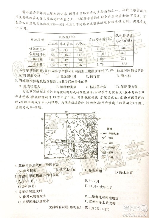 炎德英才大联考雅礼中学2020届高考模拟卷二文科综合试题及答案