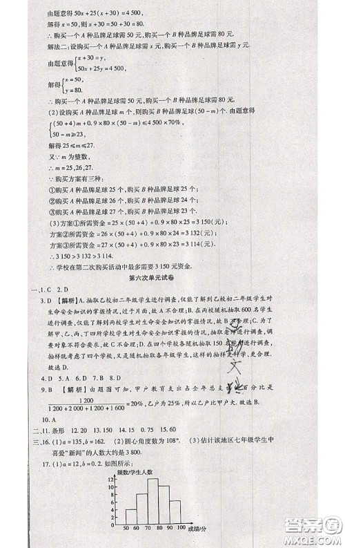 2020春全程测评试卷七年级数学下册人教版答案