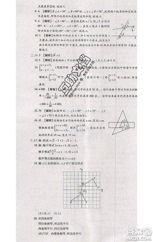 2020春全程测评试卷七年级数学下册人教版答案