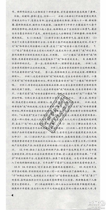 2020年中考必备2019中考利剑浙江省中考试卷汇编语文答案