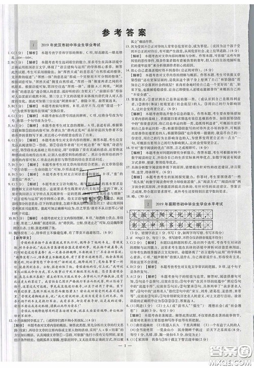 2020年中考必备湖北省中考试题精编语文答案