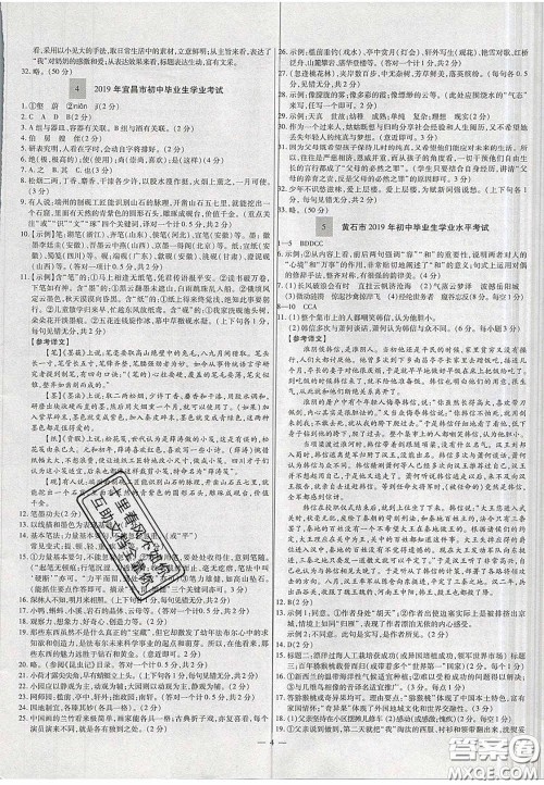 2020年中考必备湖北省中考试题精编语文答案