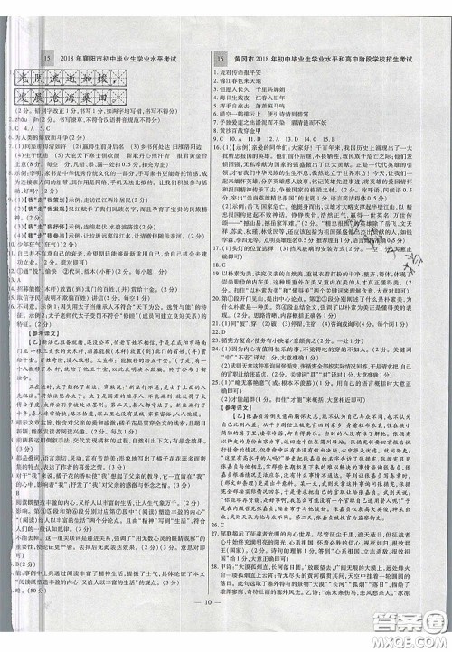 2020年中考必备湖北省中考试题精编语文答案