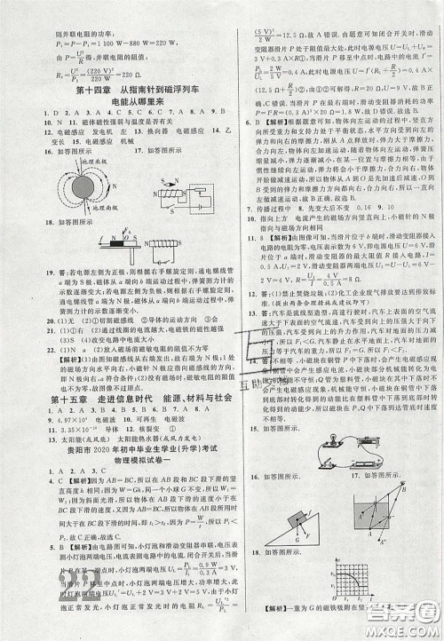 2020年中教联贵州中考新突破物理贵阳版答案