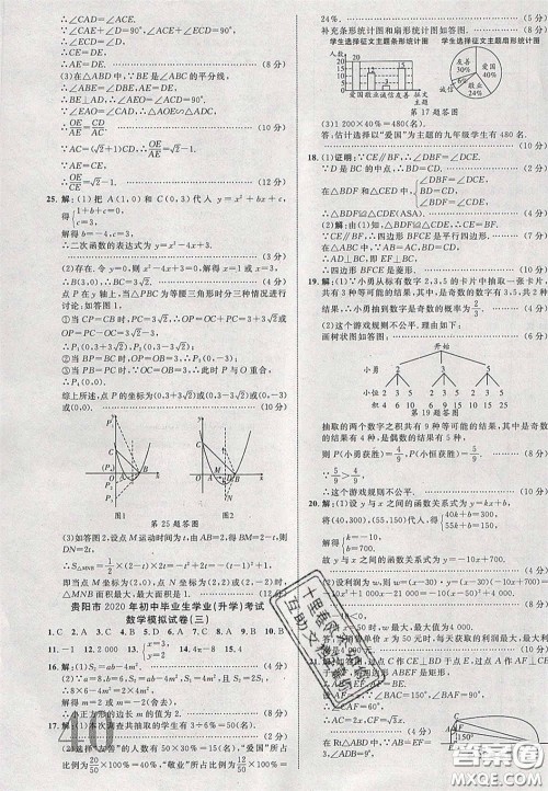 2020年中教联贵州中考新突破数学贵阳版答案