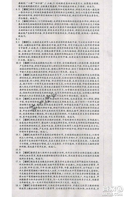 2020春全程测评试卷七年级生物下册人教版答案 2020春全程测评试卷七年级生物下册人教版答案