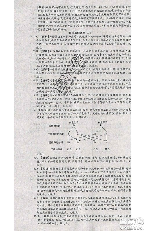 2020春全程测评试卷八年级生物下册人教版答案