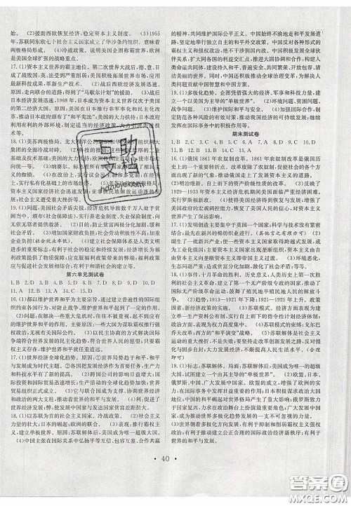 2020宏远龙七天学案学练考九年级历史下册人教版答案