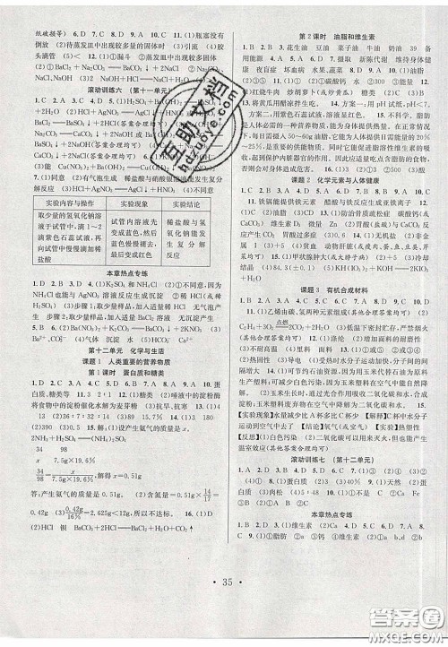 2020宏远龙七天学案学练考九年级化学下册人教版答案 2020宏远龙七天学案学练考九年级化学下册人教版答案