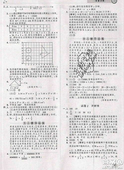 2020年王朝霞各地期末试卷精选六年级数学下册人教版河南专版答案