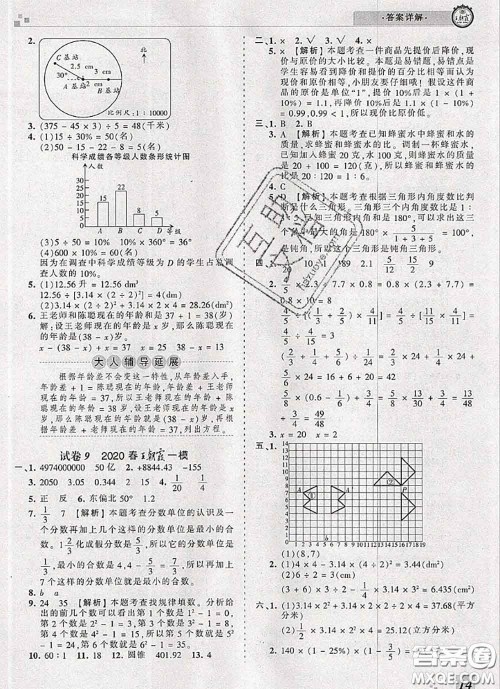 2020年王朝霞各地期末试卷精选六年级数学下册人教版河南专版答案