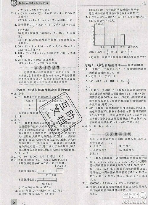 2020年王朝霞各地期末试卷精选六年级数学下册北师版河南专版答案 2020年王朝霞各地期末试卷精选六年级数学下册北师版河南专版答案