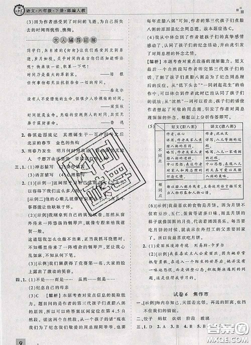 2020年王朝霞各地期末试卷精选六年级语文下册人教版河南专版答案 2020年王朝霞各地期末试卷精选六年级语文下册人教版河南专版答案