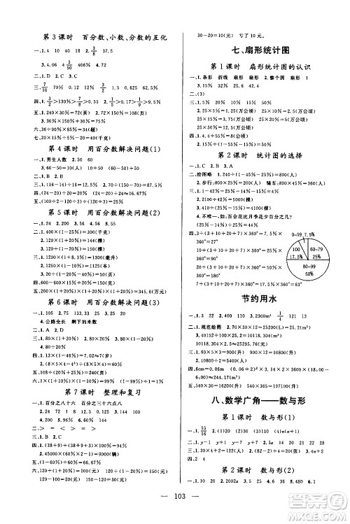 2020年状元陪练课时优化设计数学六年级上册RJ人教版参考答案