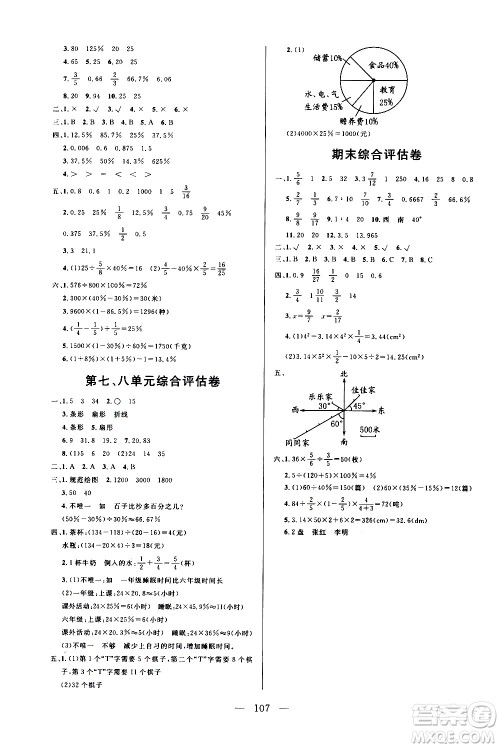 2020年状元陪练课时优化设计数学六年级上册RJ人教版参考答案