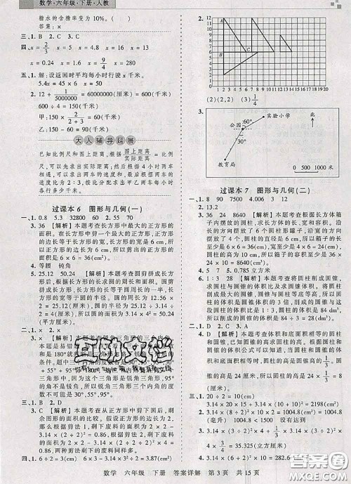 2020年王朝霞各地期末试卷精选六年级数学下册人教版湖北专版答案