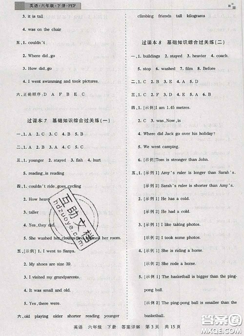 2020年王朝霞各地期末试卷精选六年级英语下册人教版湖北专版答案 2020年王朝霞各地期末试卷精选六年级英语下册人教版湖北专版答案