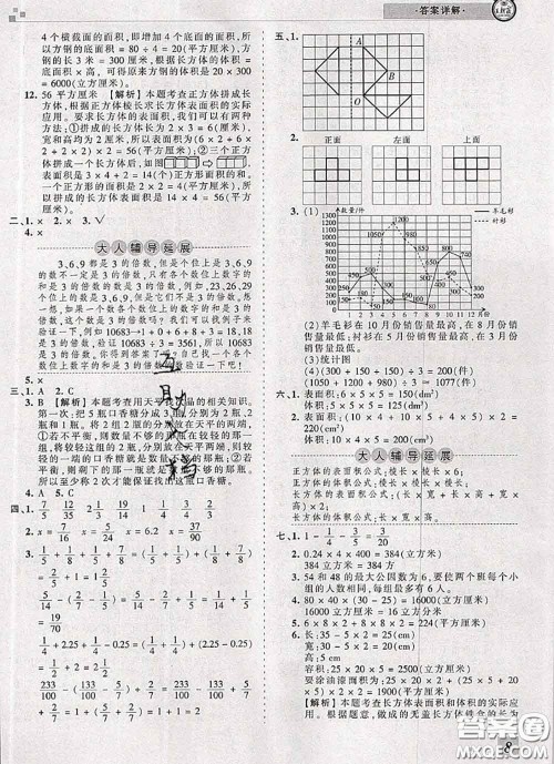 2020年王朝霞各地期末试卷精选五年级数学下册人教版河南专版答案