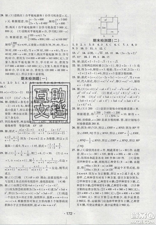 2020年同行学案学练测七年级数学下册沪科版答案