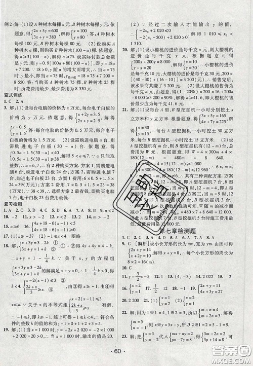 2020年同行学案学练测七年级数学下册鲁教版烟台专版答案