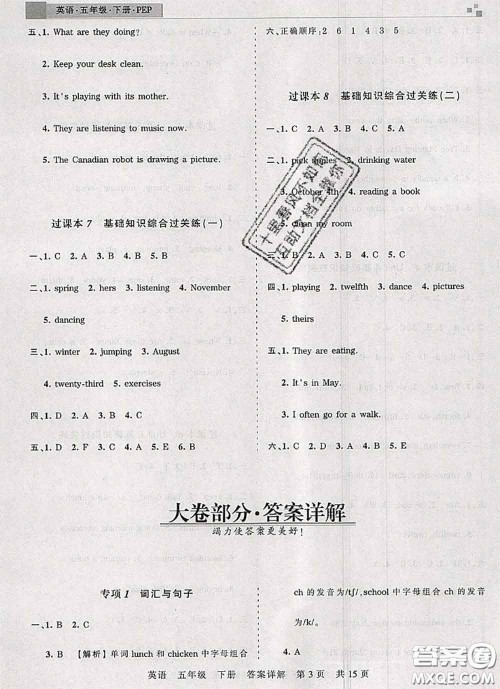 2020年王朝霞各地期末试卷精选五年级英语下册人教版湖北专版答案 2020年王朝霞各地期末试卷精选五年级英语下册人教版湖北专版答案