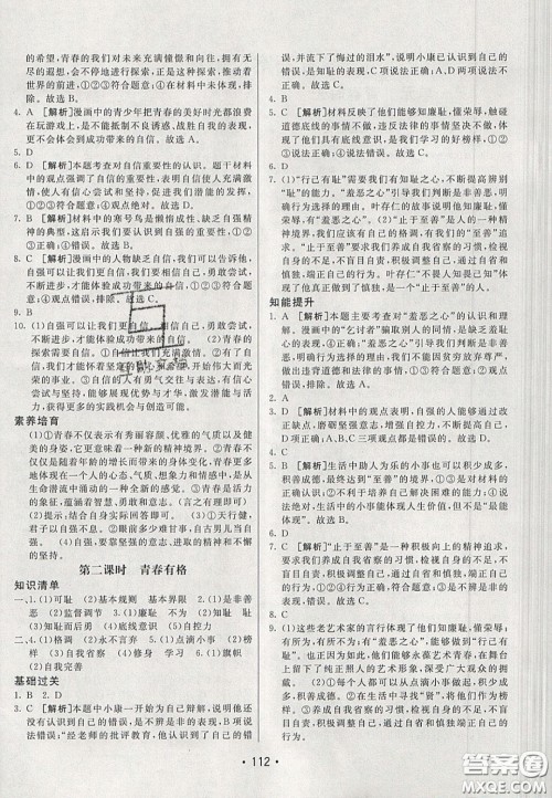 2020年同行学案学练测七年级道德与法治下册人教版答案 2020年同行学案学练测七年级道德与法治下册人教版答案