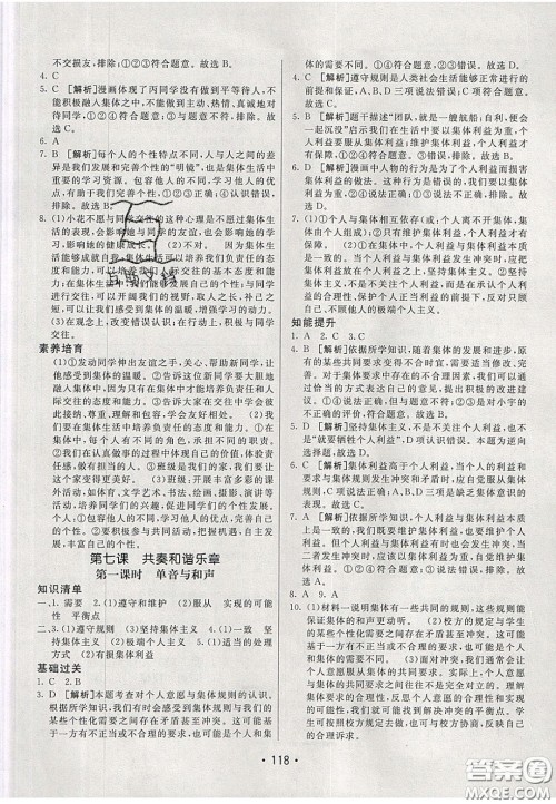 2020年同行学案学练测七年级道德与法治下册人教版答案 2020年同行学案学练测七年级道德与法治下册人教版答案