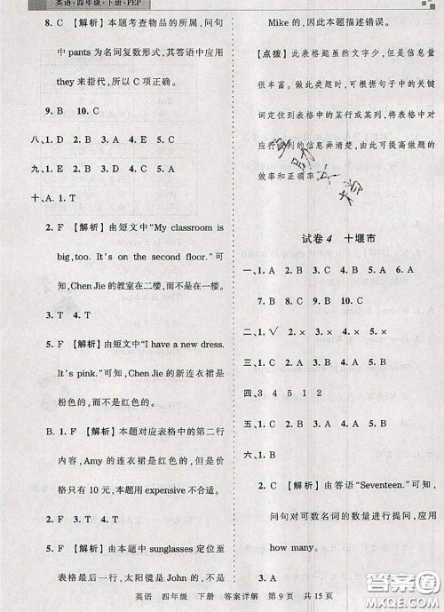 2020年王朝霞各地期末试卷精选四年级英语下册人教版湖北专版答案 2020年王朝霞各地期末试卷精选四年级英语下册人教版湖北专版答案
