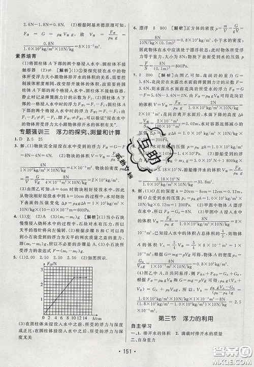 2020年同行学案学练测八年级物理下册鲁教版烟台专版答案