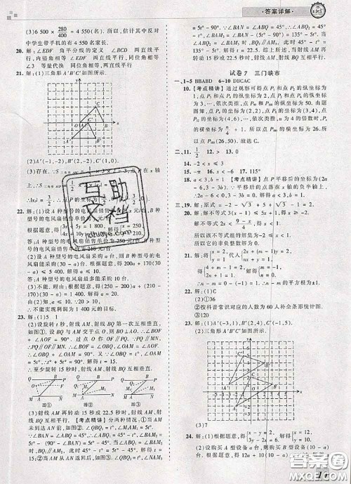 2020年王朝霞各地期末试卷精选七年级数学下册人教版河南专版答案