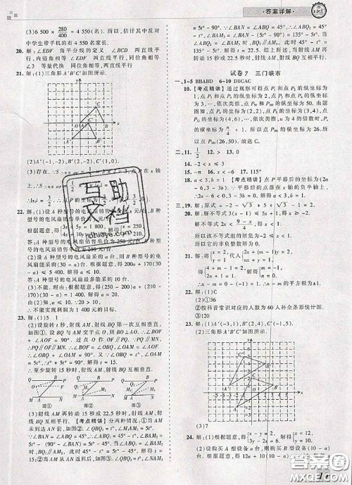 2020年王朝霞各地期末试卷精选七年级数学下册人教版河南专版答案
