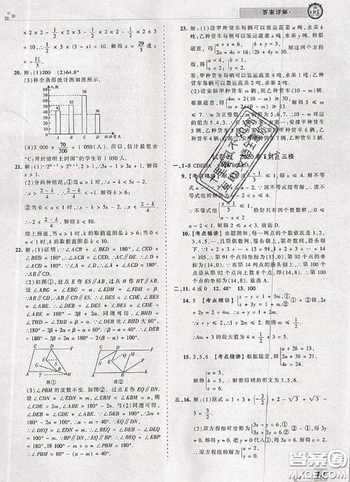 2020年王朝霞各地期末试卷精选七年级数学下册人教版河南专版答案