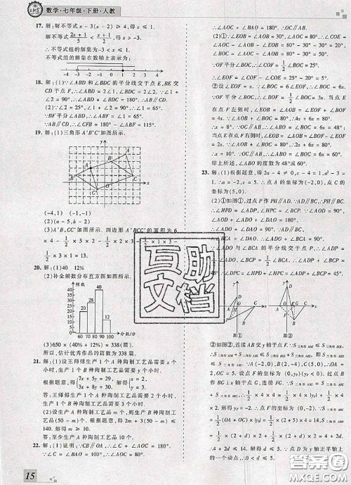 2020年王朝霞各地期末试卷精选七年级数学下册人教版河南专版答案