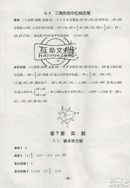 2020年同行学案学练测八年级数学下册青岛版答案