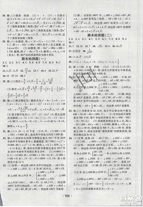 2020年同行学案学练测八年级数学下册沪科版答案