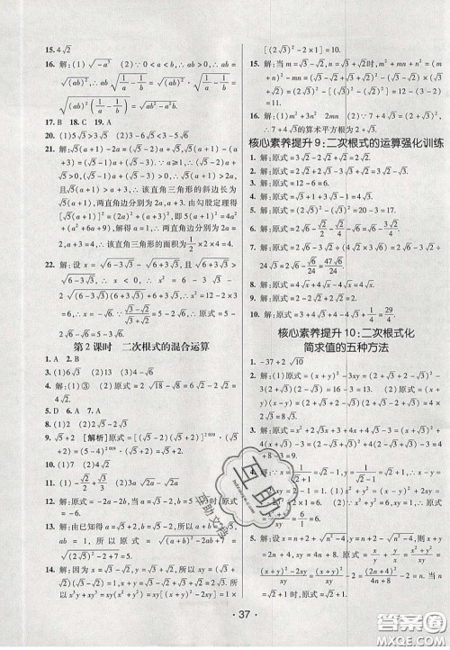 2020年同行学案学练测八年级数学下册鲁教版烟台专版答案