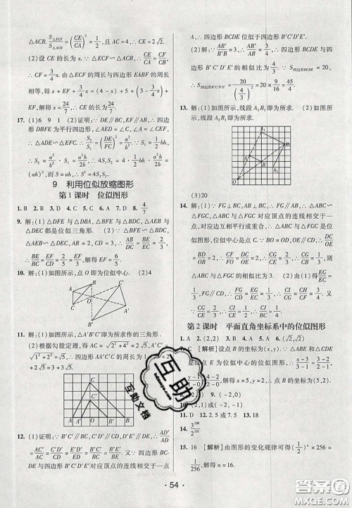 2020年同行学案学练测八年级数学下册鲁教版烟台专版答案