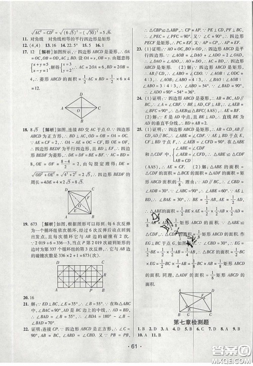 2020年同行学案学练测八年级数学下册鲁教版烟台专版答案