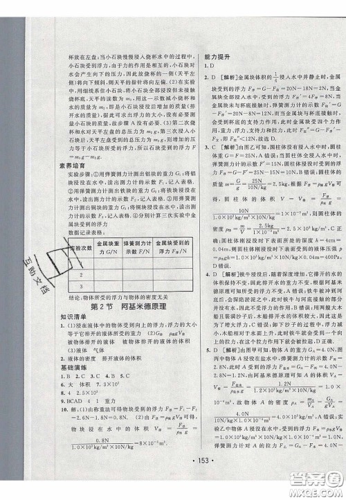 2020年同行学案学练测八年级物理下册人教版答案