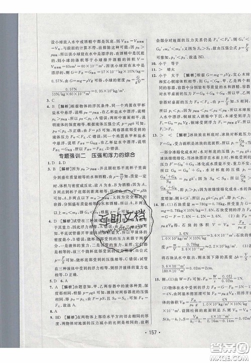 2020年同行学案学练测八年级物理下册人教版答案