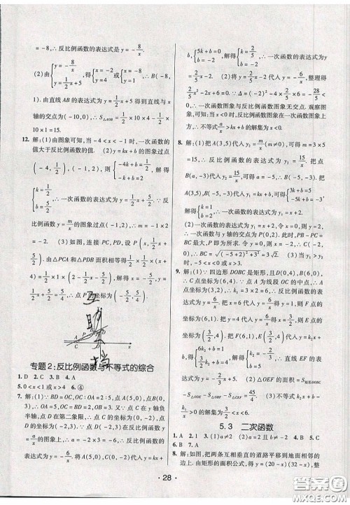 2020年同行学案学练测九年级数学下册青岛版答案